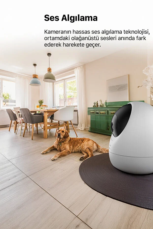 Ev Kamerası | 2K 3MP, WiFi, Mobil Kontrol, Sesli, 360° Ptz, Hareket Takip, İç Mekan Kamera